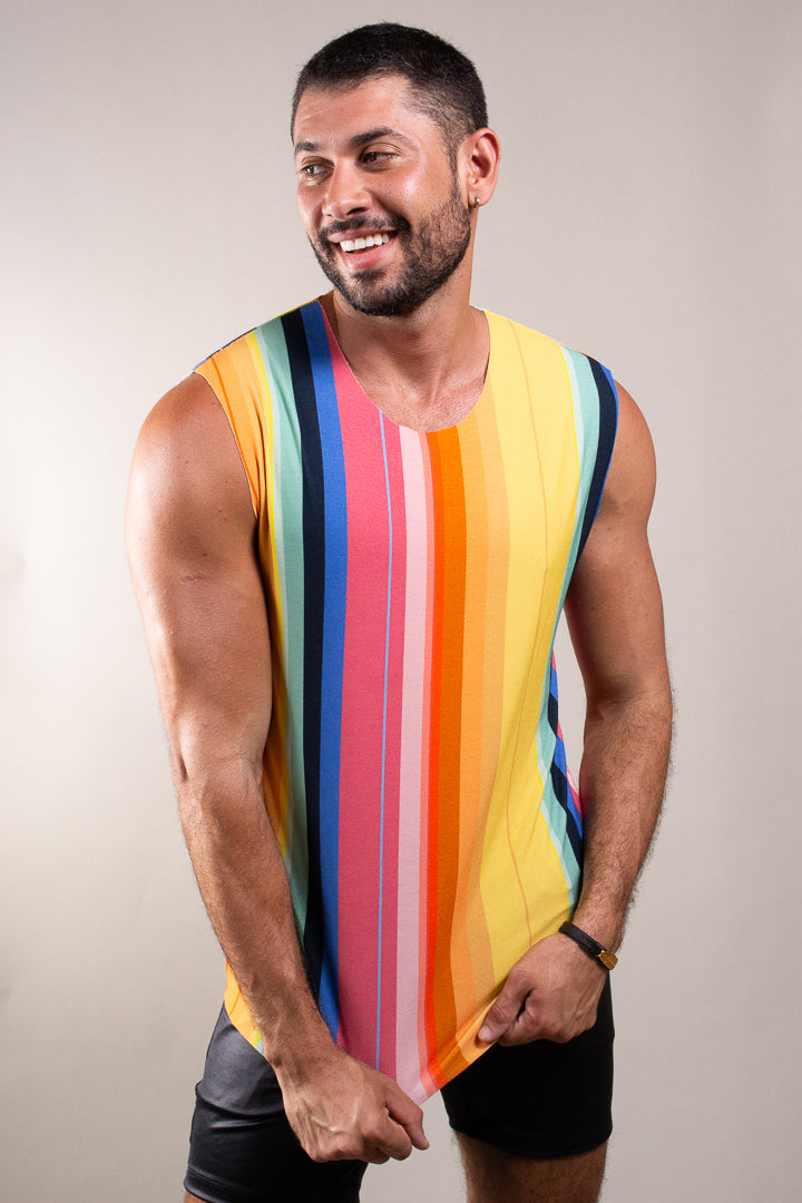 Regata Masculina em Malha Listrada Pride