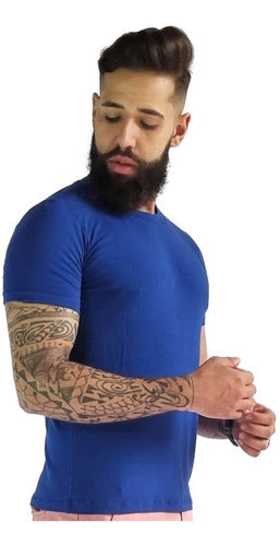Camiseta Masculina Básica Viscolycra Azul