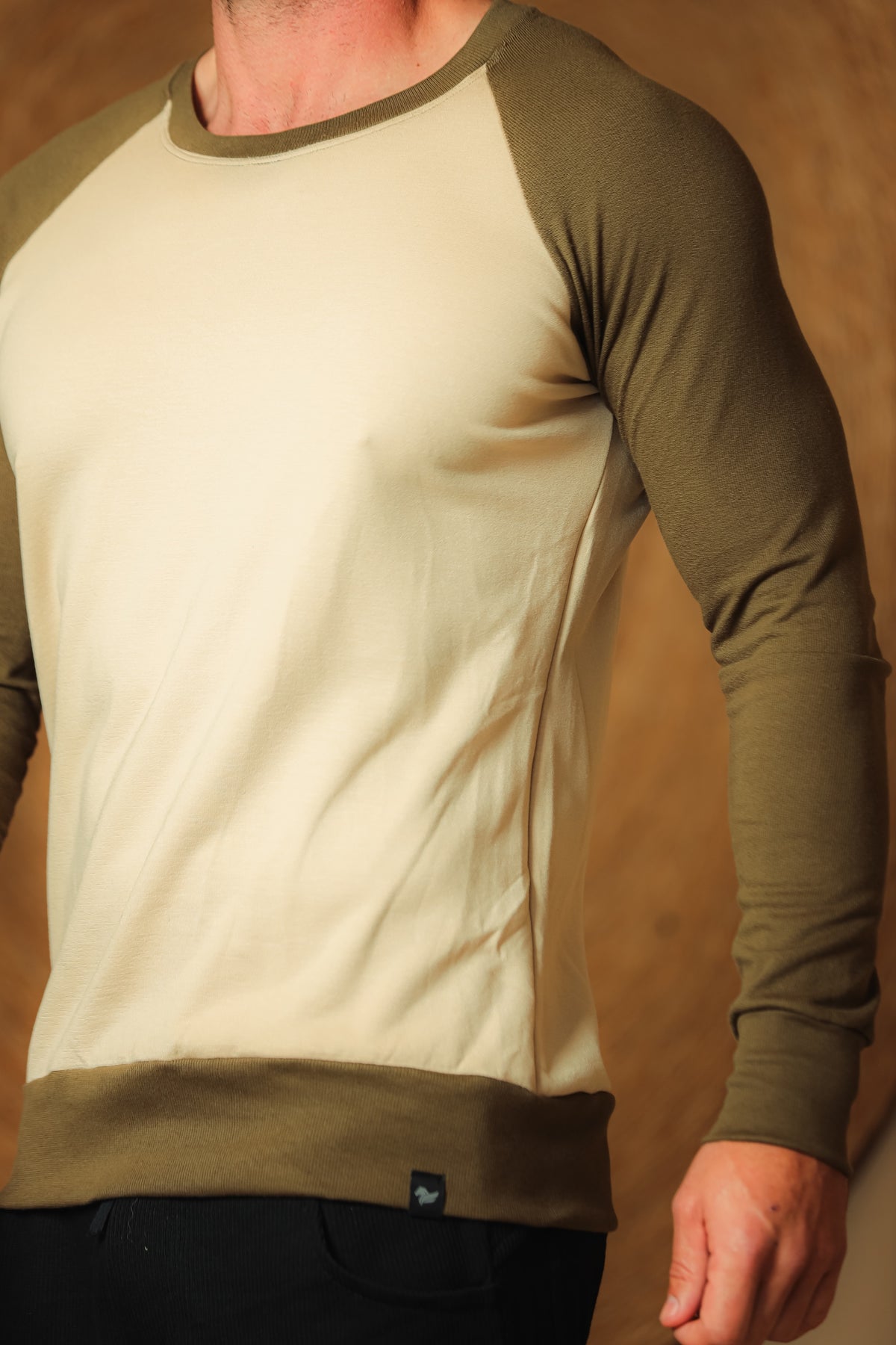 Suéter Masculino Moletinho Bege Mangas Verde