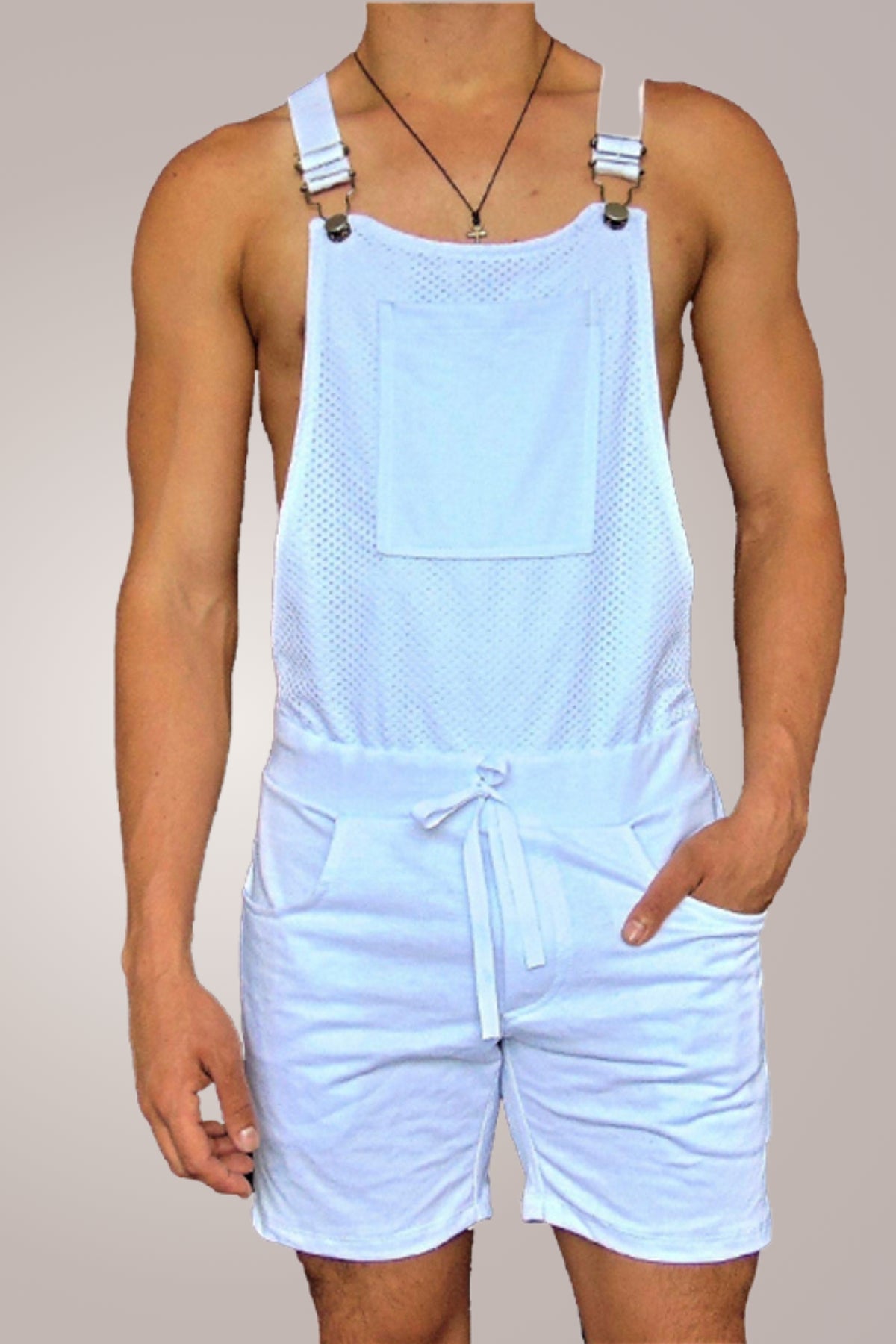 Macaquinho Jardineira Masculino Branco