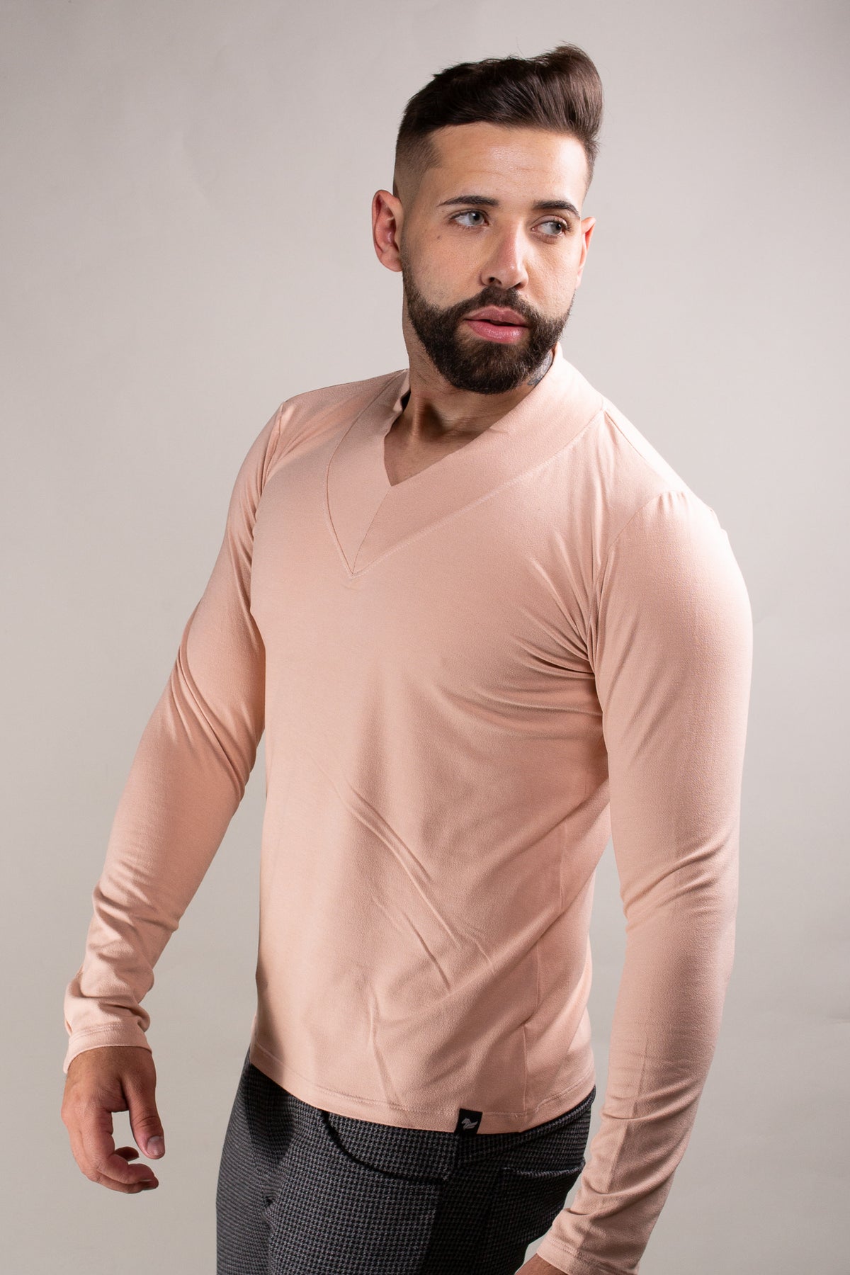 Blusa Masculina Gola V Malha Nude