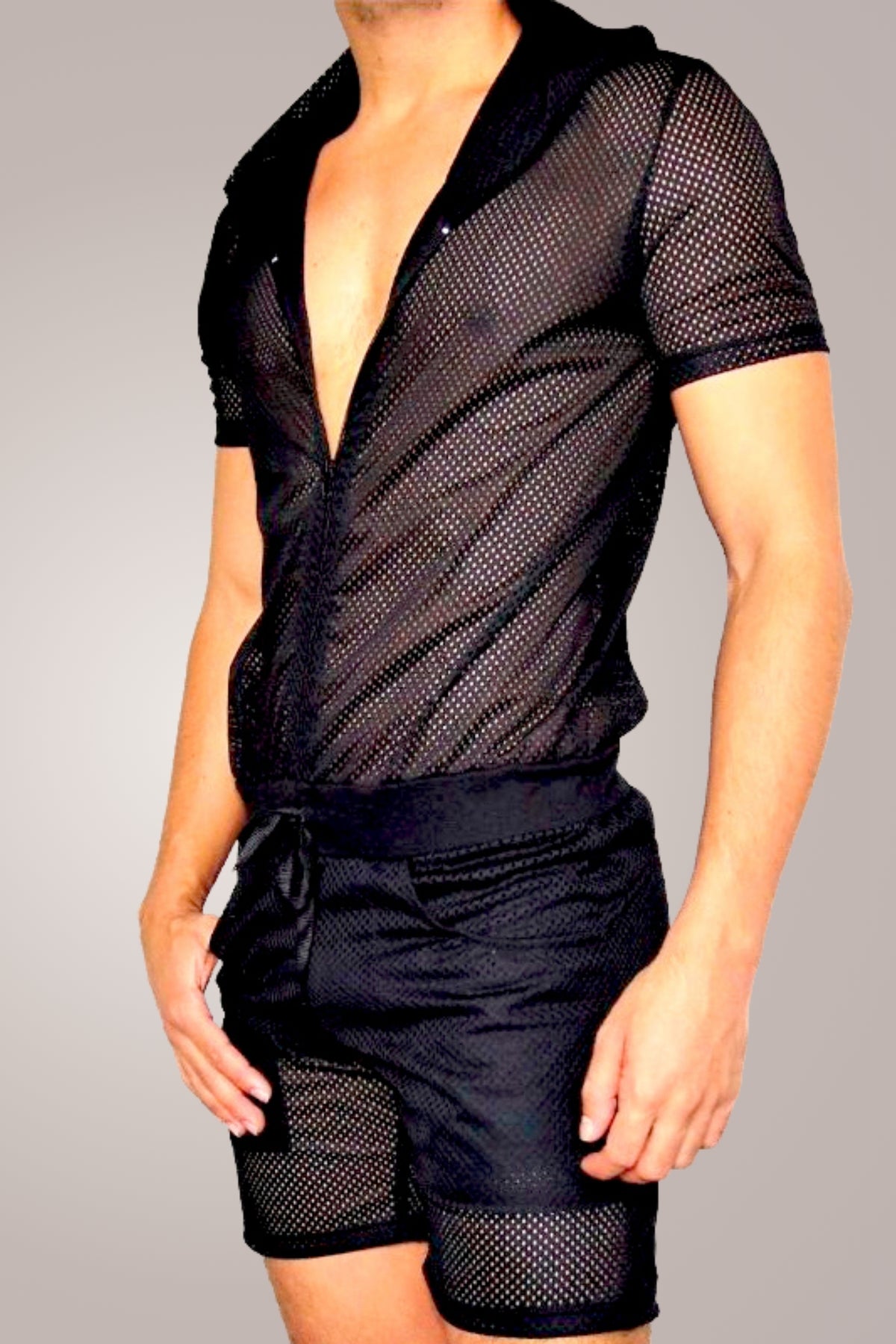 Macaquinho Masculino Preto Transparente com Capuz