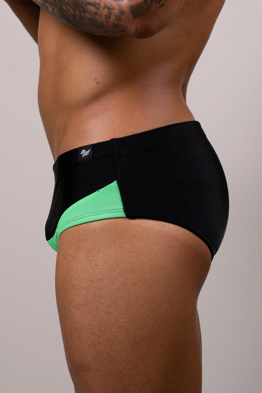Sunga Slim Neon Verde Com Preto