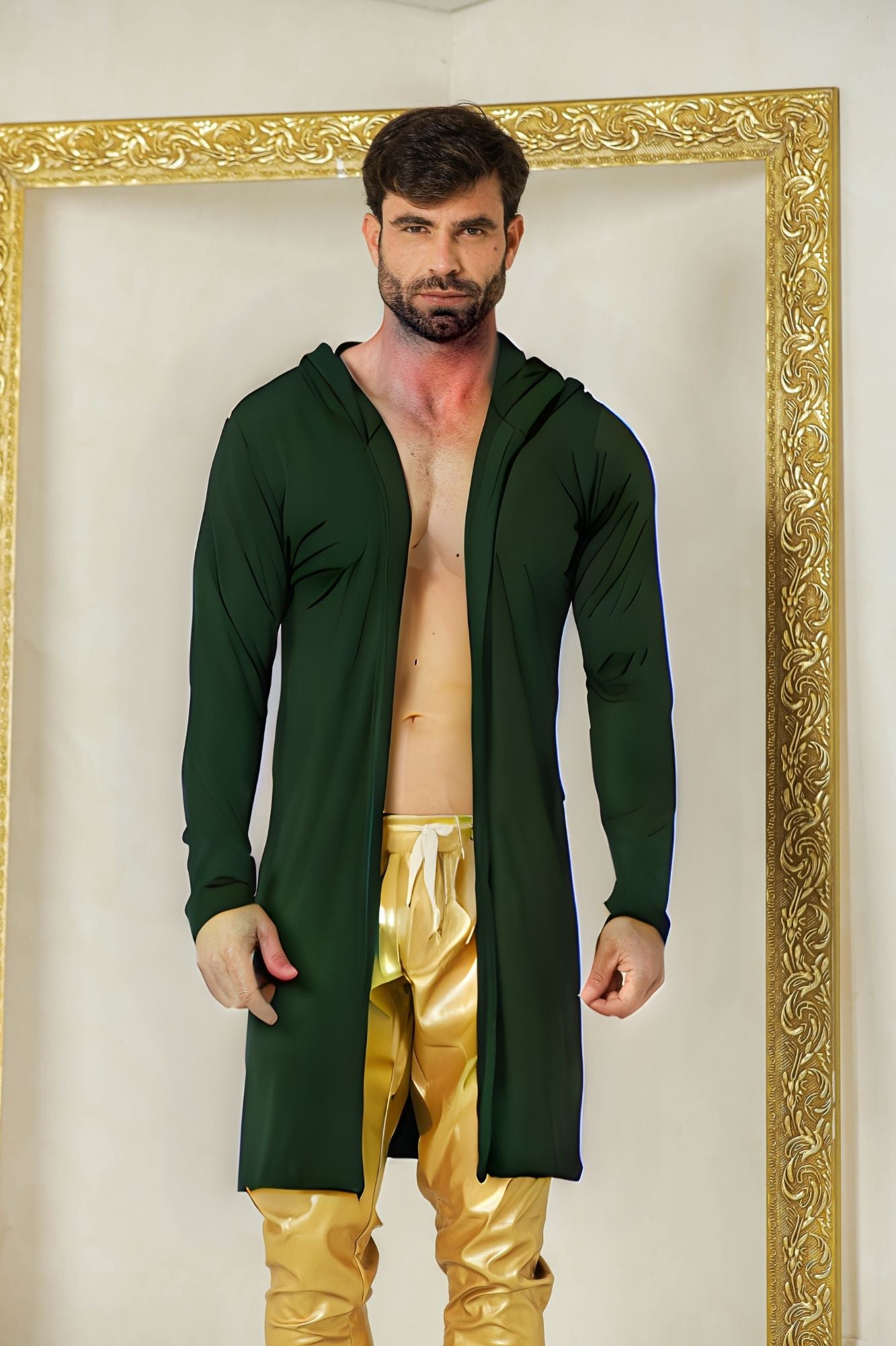 Cardigan Masculino em Viscolycra Preto com Capuz