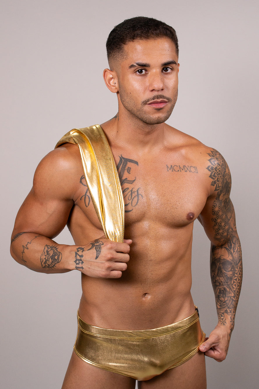 Sunga Slim Malha Metal Dourada
