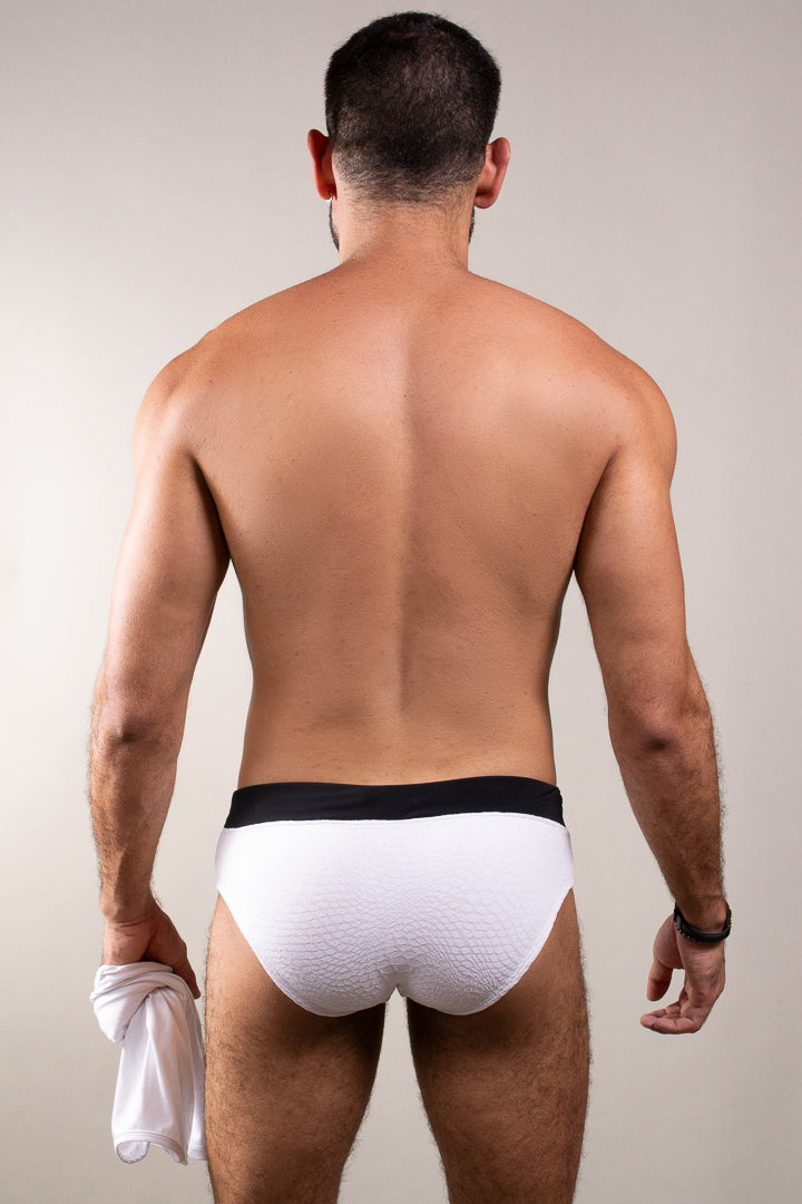 Sunga Slim Jacquard Black and White