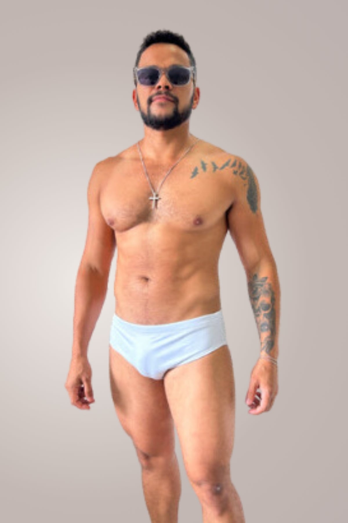 Sunga Slim em Cirrê Pele de Crocodilo Branca