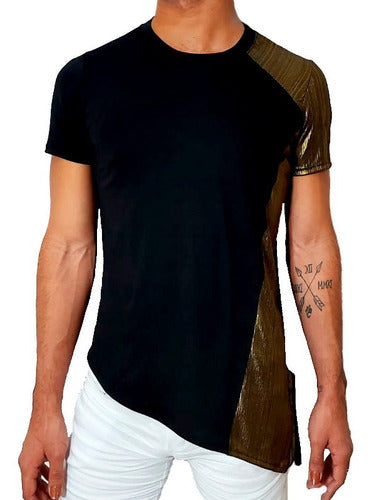 Camiseta Masculina Tecido Viscolycra Detalhe Lamê