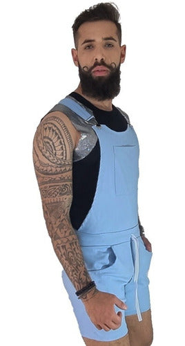 Macaquinho Jardineira Masculino Azul Claro