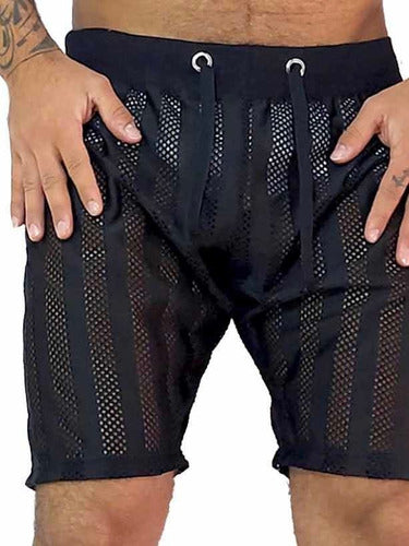 Bermuda Masculina Jotavê Transparente Listras Verticais