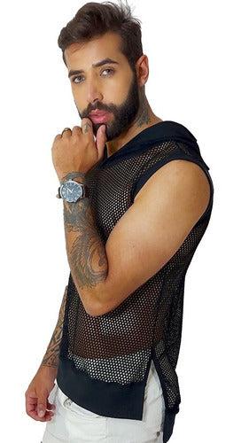 Regata Masculina Swag Modelo Machão com Capuz Preto