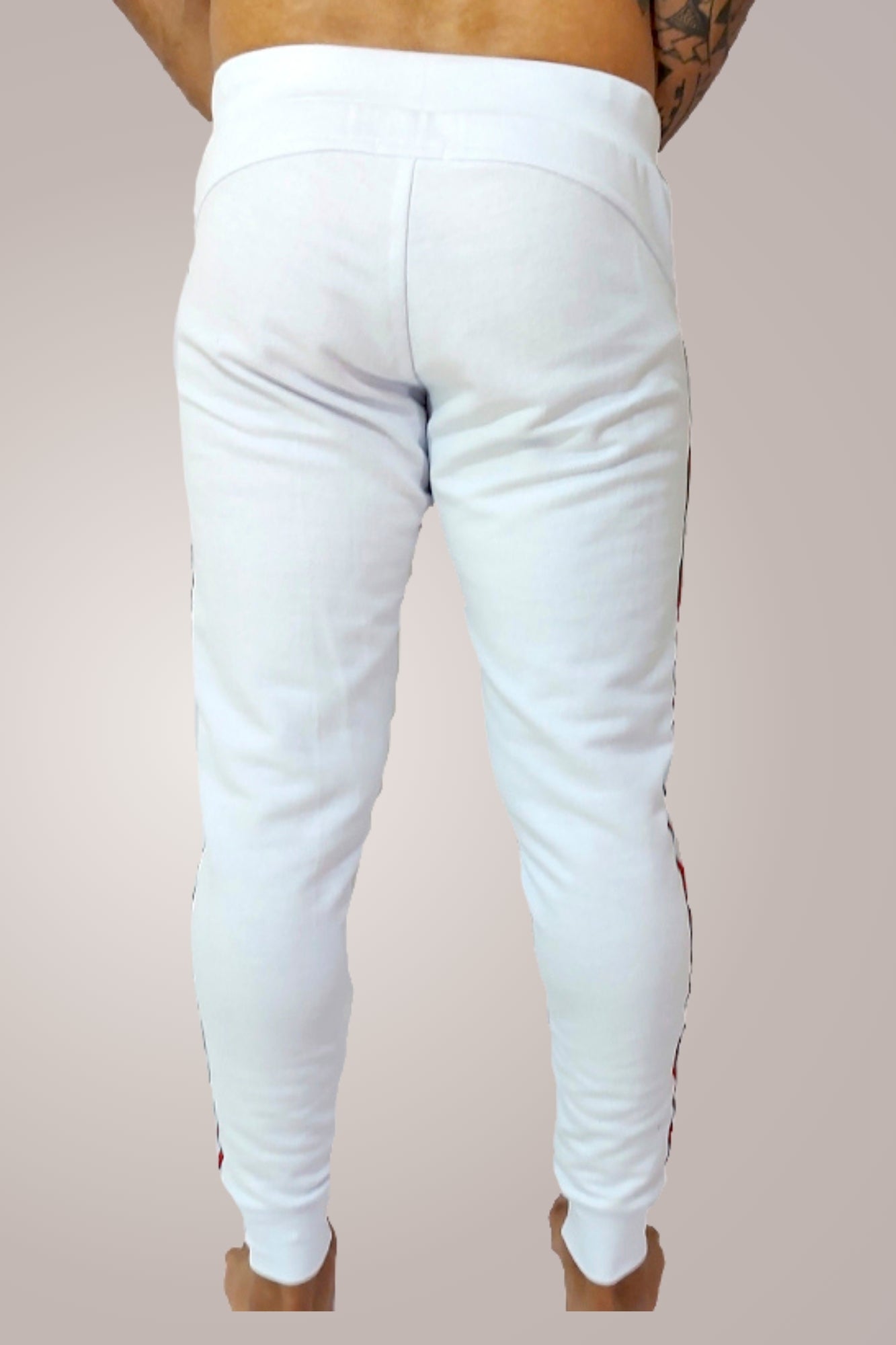 Calça Masculina em Moletinho Branco Listras Laterais