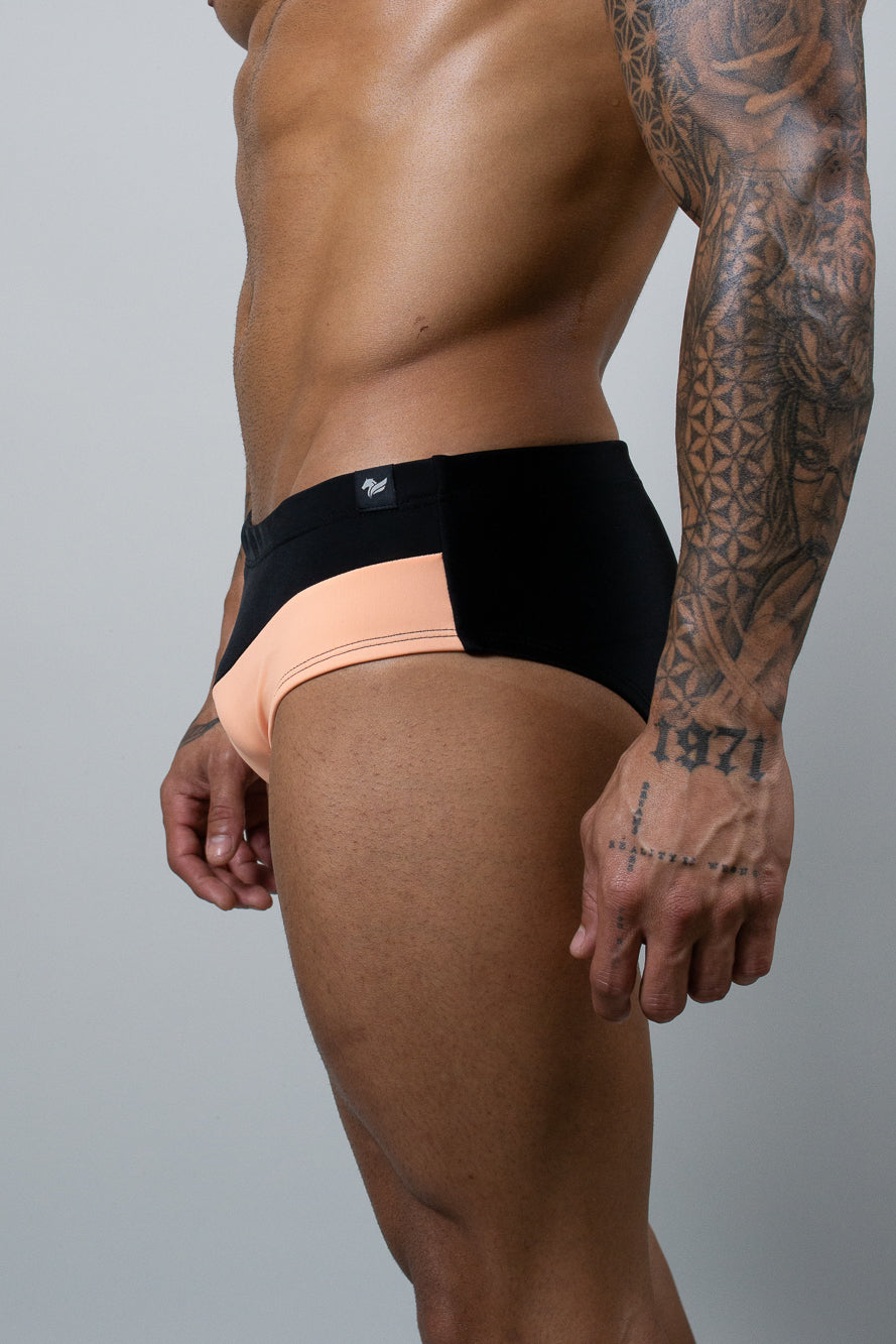 Sunga Slim Neon Laranja Com Preto