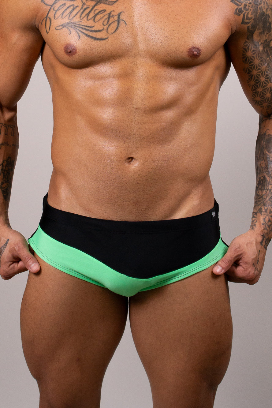 Sunga Slim Neon Verde Com Preto