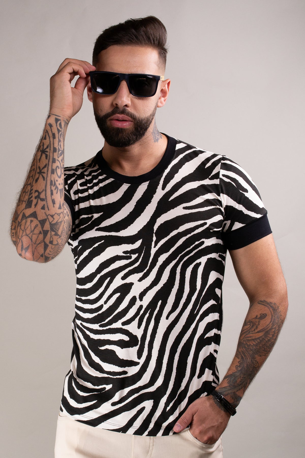 Camiseta Masculina Viscolycra Estampa Zebra