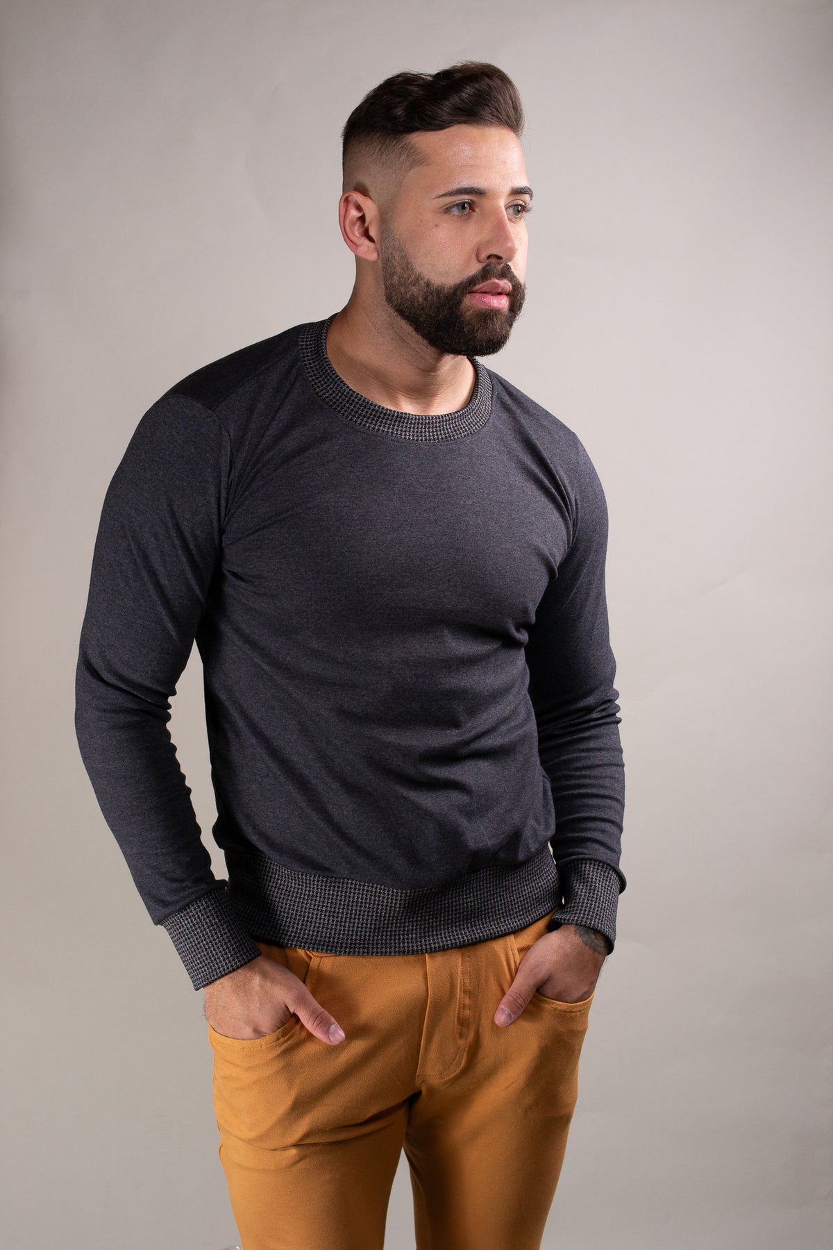 Suéter Masculino em Moletinho Mescla Cinza