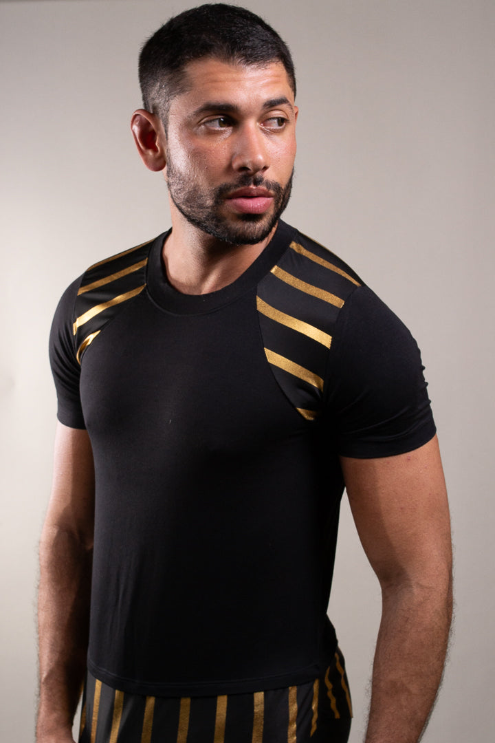 Camiseta Masculina de Listras Prateadas