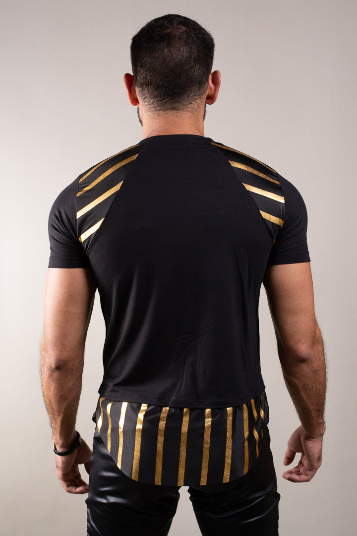 Camiseta Masculina Listras Prateada