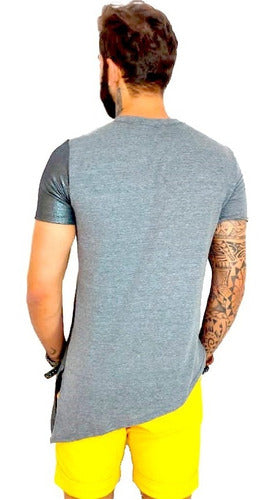 Camiseta Masculina Longline Detalhe Transversal