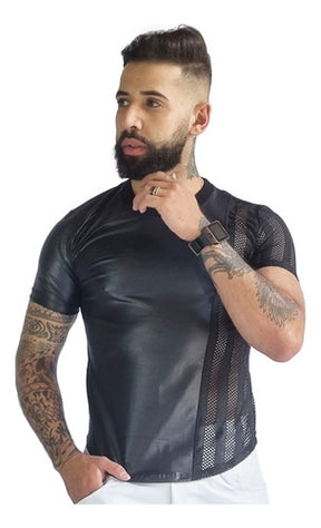 Camiseta Masculina Cirrê com Detalhe Lateral Preto