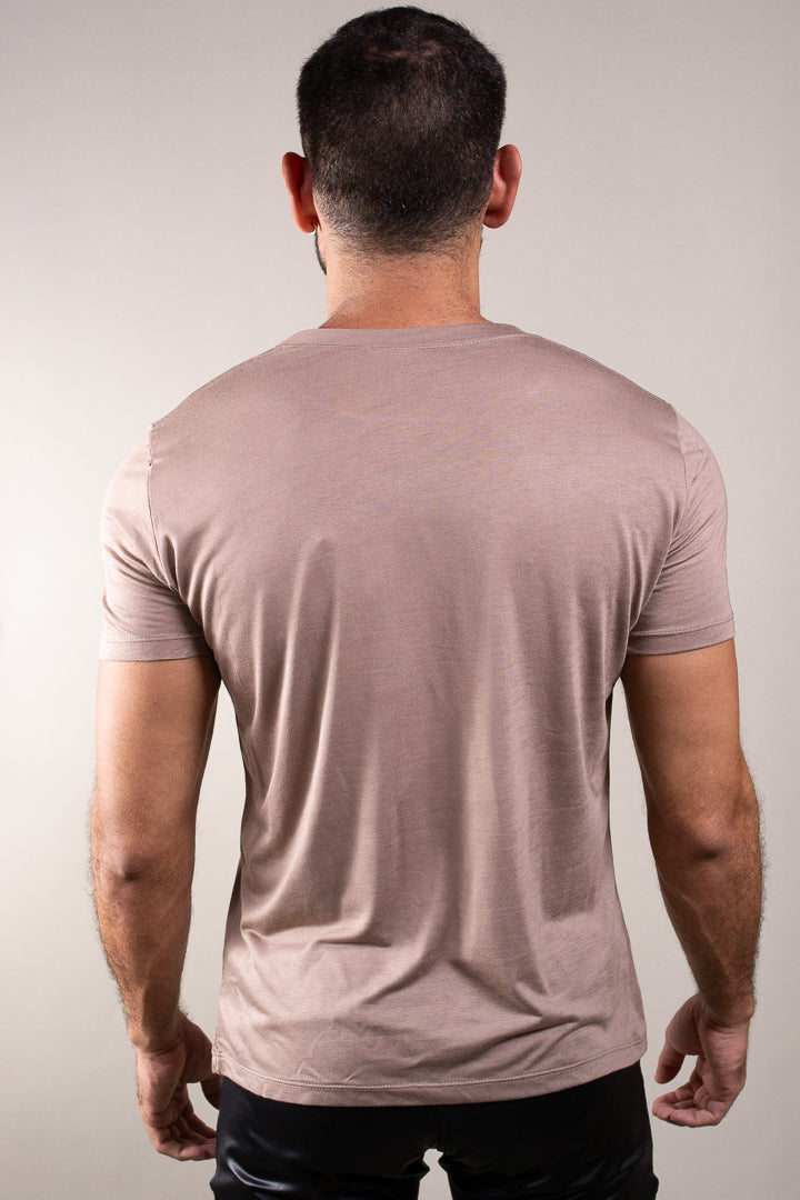 Camiseta Masculina Básica em Viscolycra Bege