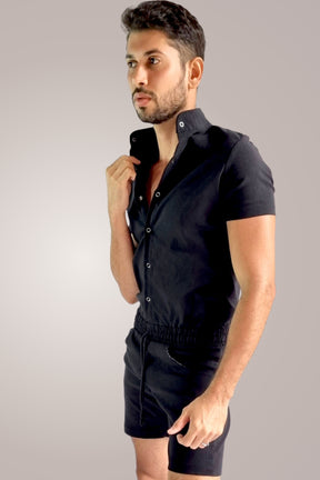 Macaquinho Masculino Slim Gola Padre Preto