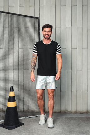 Camiseta Masculina em Malha Crepe Listrada