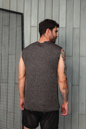 Regata Machão Malha Canelada Fio Dourado