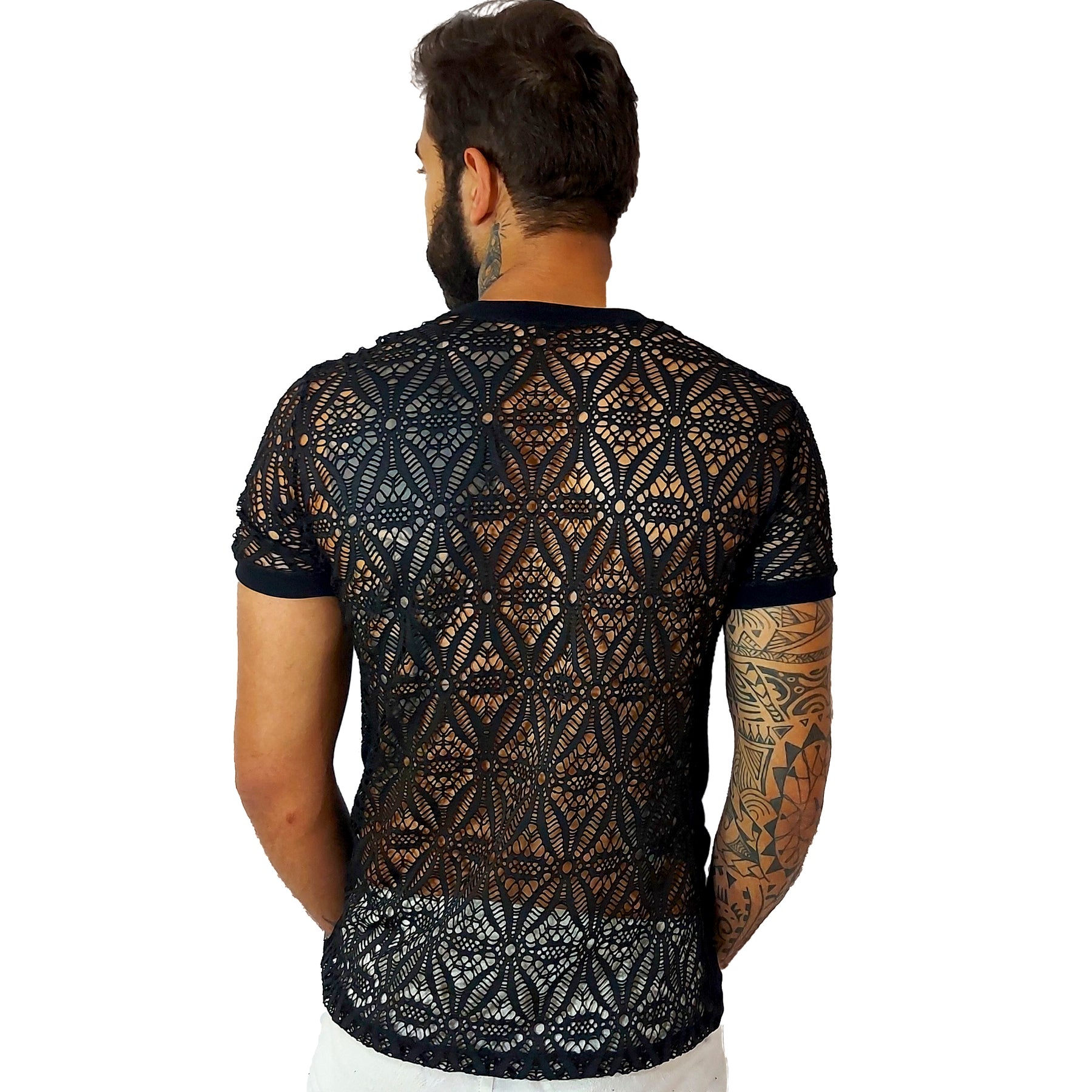 Camiseta Masculina em Viscolycra Detalhe Frente e Costas Arrastão