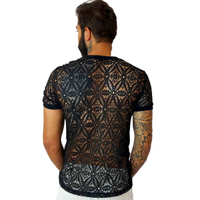 Camiseta Masculina em Viscolycra Detalhe Frente e Costas Arrastão