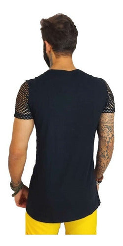 Camiseta Masculina Barra Transversal Viscolycra Manga Arrastão