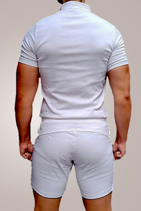 Macaquinho Masculino Gola Padre de Zipper Branco