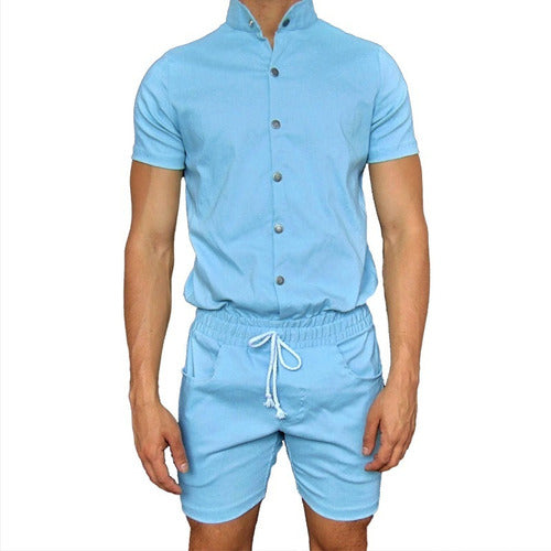 Macaquinho Masculino Azul com Botões