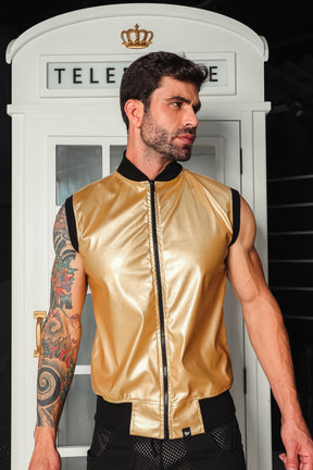 Colete Masculino Em Couro Ecológico