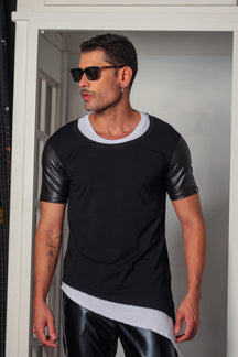 Camiseta Masculina Long Oversize Dupla Transversal