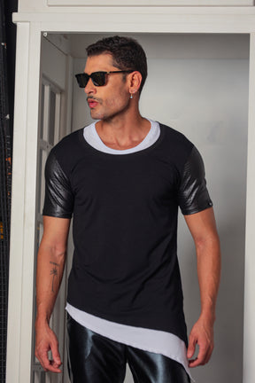 Camiseta Masculina Long Oversize Dupla Transversal