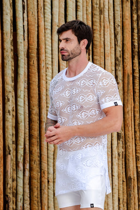 Camiseta Masculina Long em Renda