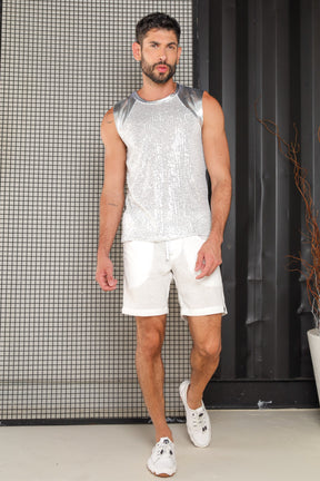 Regata Masculina Machão em Paetê Detalhe Ombro