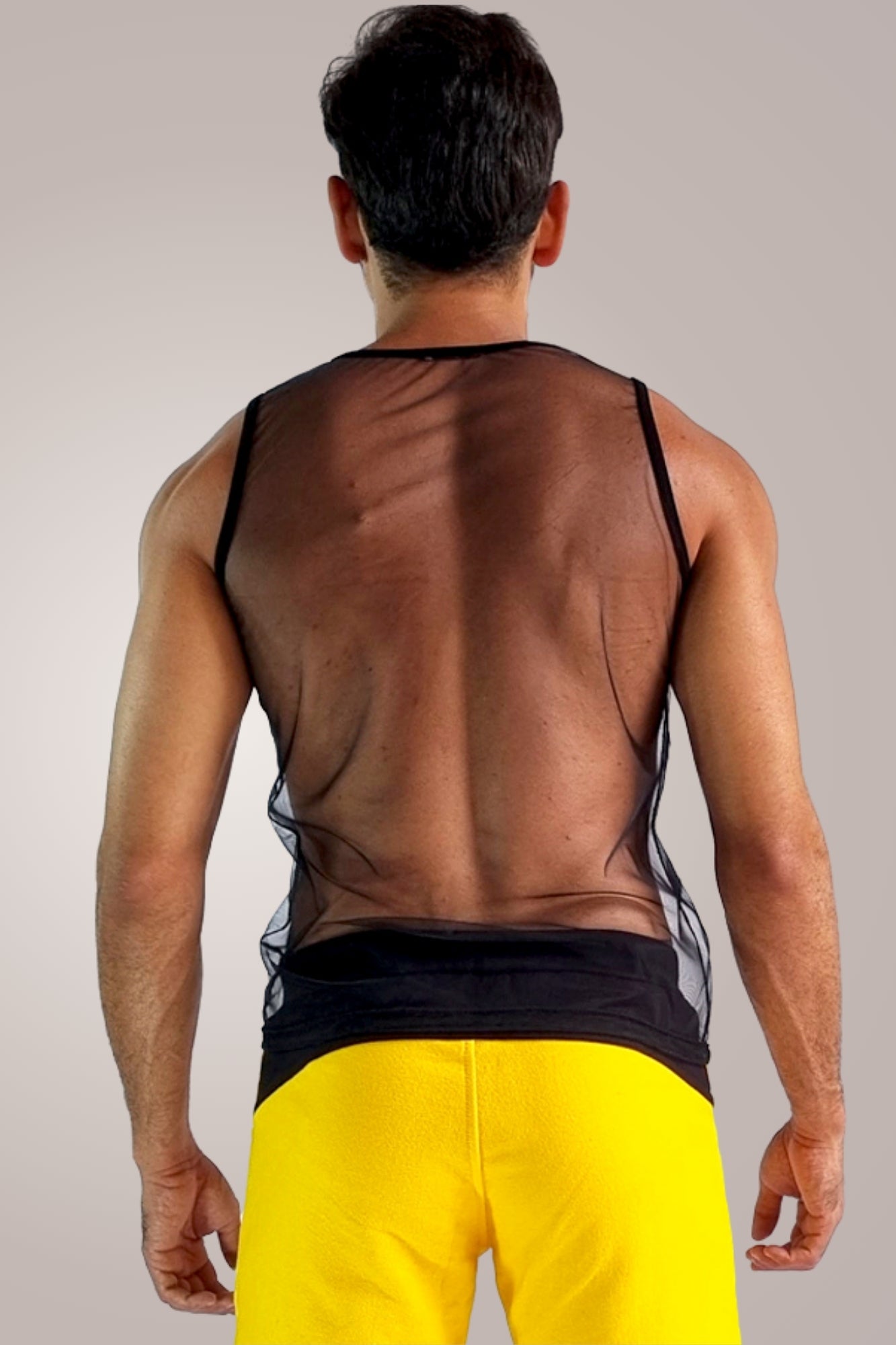 Regata Masculina Transparente de Tule Preto