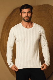Camiseta Masculina Manga Longa Tricô Listrado