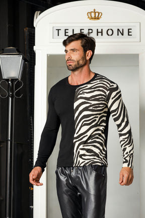 Camiseta Manga Longa Viscolycra com Estampa Zebra