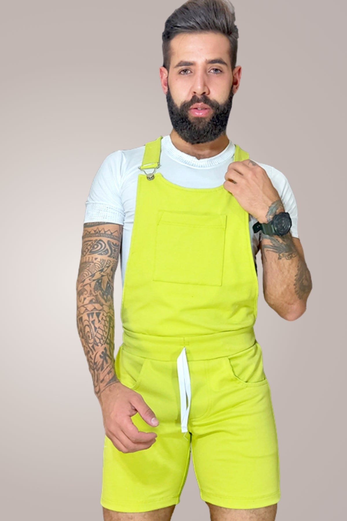 Macaquinho Jardineira Masculino Verde Lima