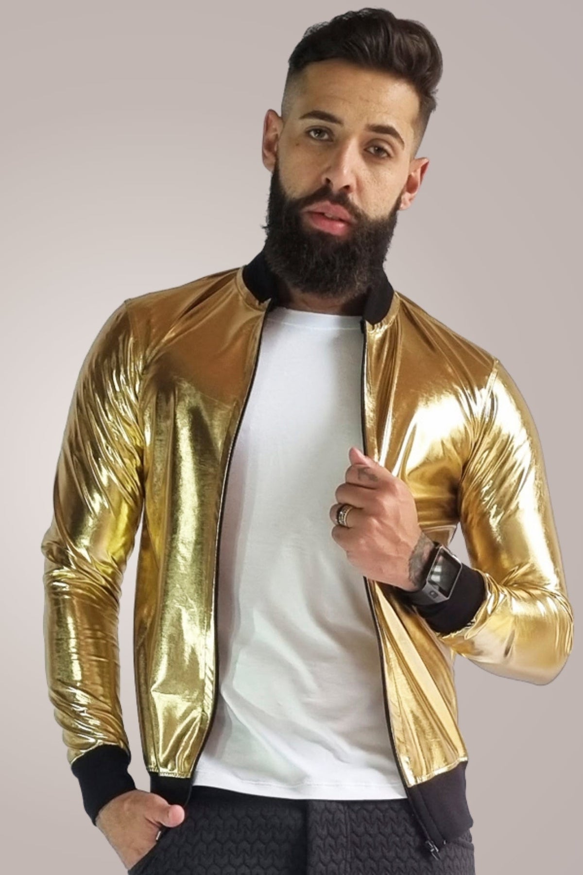 Jaqueta Masculina Bomber Metalizada