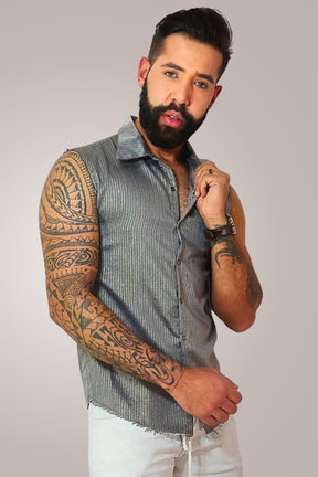 Camisa Masculina Modelo Machão Cinza Brilhoso