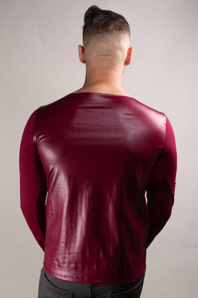 Camiseta Masculina em Cirrê Bordô Gola Canoa