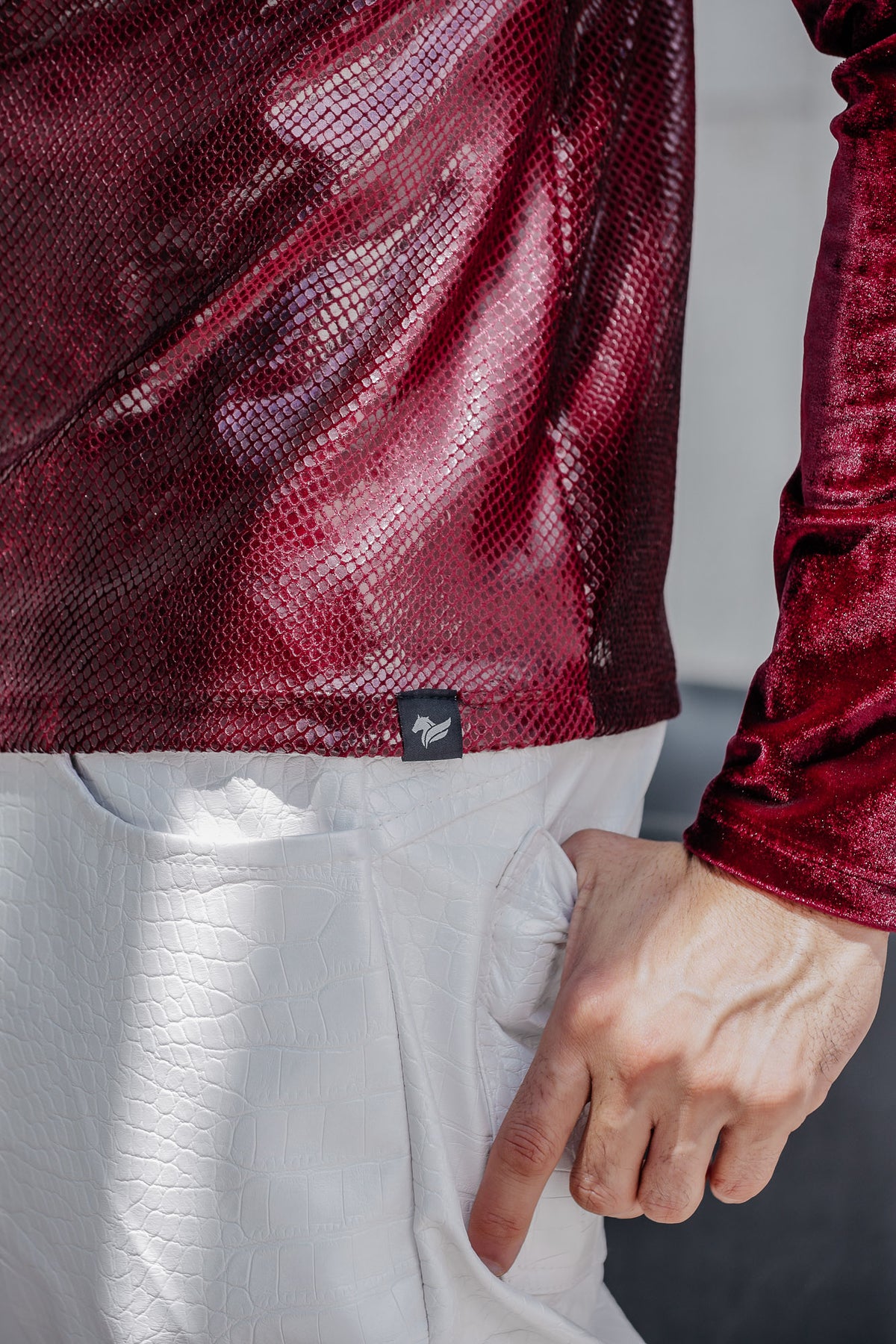 Camiseta Masculina Manga Longa Resinado Detalhe Veludo