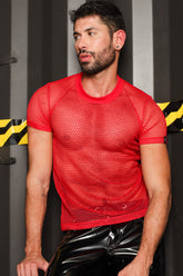 Camiseta Masculina em Arrastão Vermelho