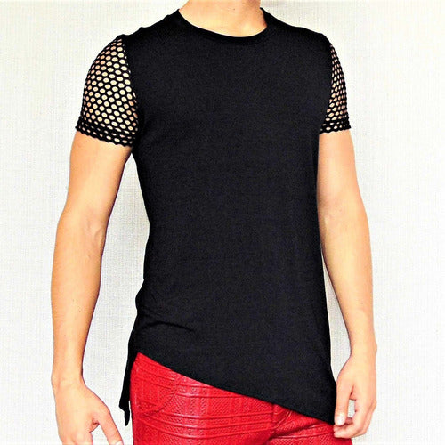Camiseta Masculina Barra Transversal Viscolycra Manga Arrastão