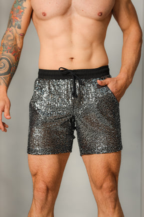 Short Masculino em Paetê Cós Franzido