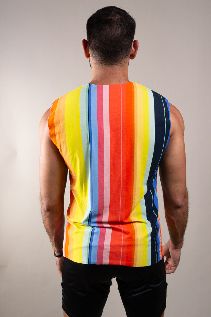 Regata Masculina em Malha Listrada Pride